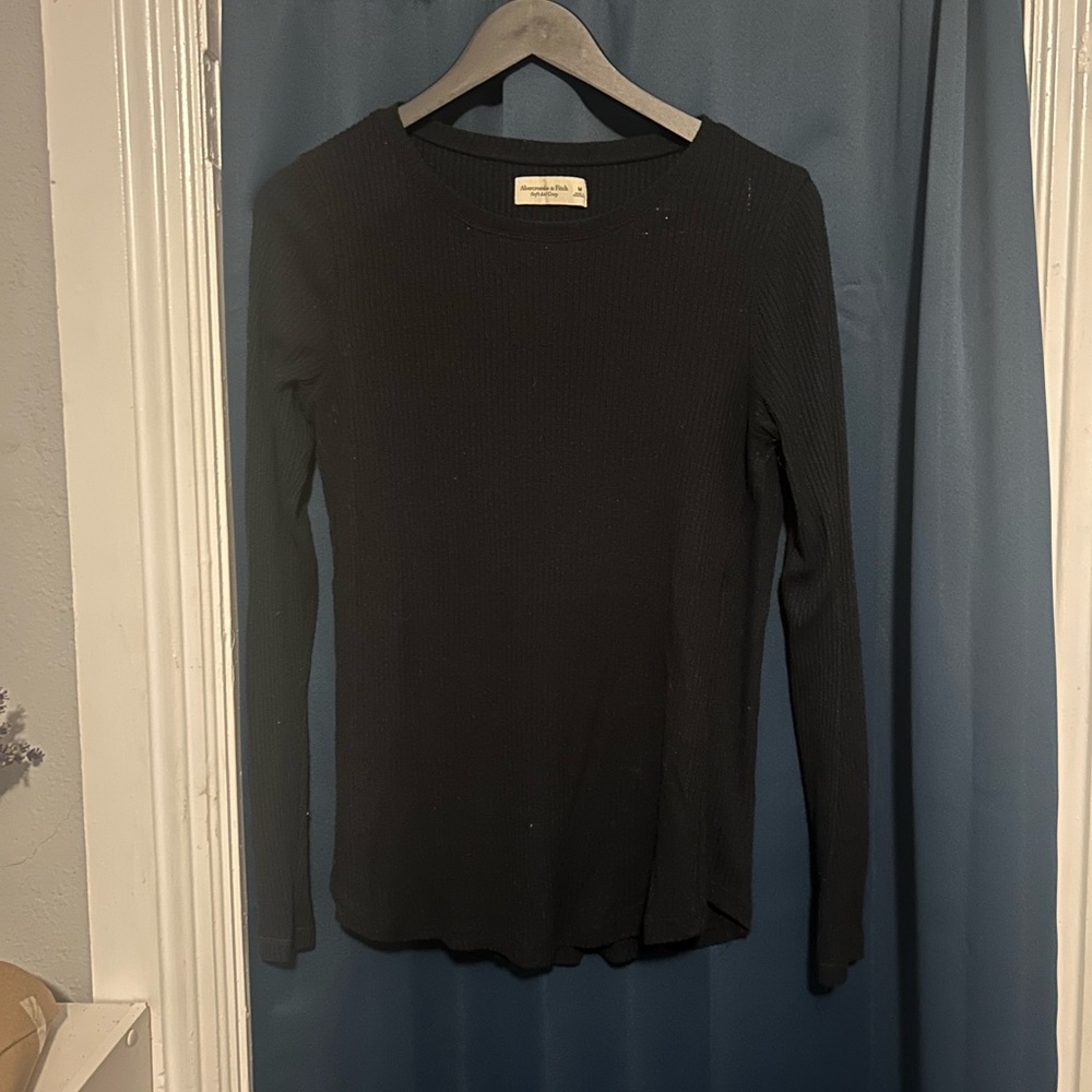 Abercrombie & Fitch Black Fitted Long Sleeve Tee